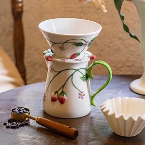 Handpainted Strawberry Coffee Dripper | Ceramic Pour Over Coffee Cup, Embossed Strawberry Coffee Set - Etsy Canada