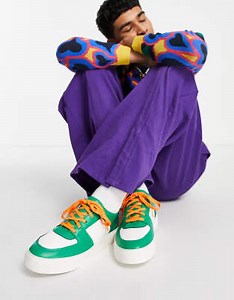 ASOS DESIGN - Sneakers in pelle sintetica verde e bianca rétro | ASOS