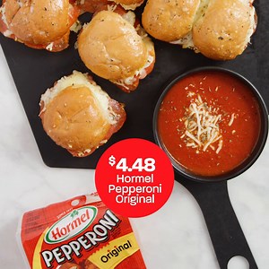 We've decided — pizza and sliders are our new favorite combo. 🤤 Shop $4.48 pepperoni through July 26, then get the recipe here: http://ms.spr.ly/6180jBNMg | Hy-Vee