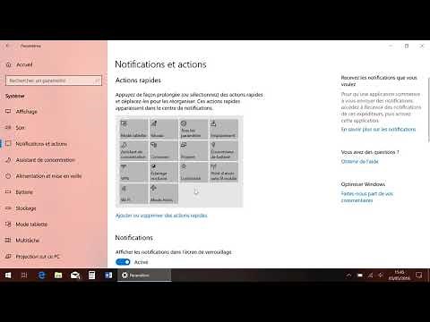 Formation Windows 10 — Personnaliser Windows : Comment gérer les boutons du centre de notifications?