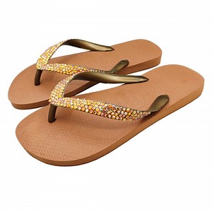 Brown Havaianas Flip Flops - Crystal Volcano Design (free Shipping) - Etsy UK