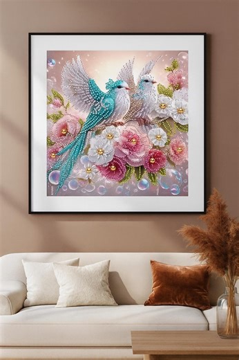 Diamond/pearl Art Kit Two Birds 30cm X 30cm - Etsy UK