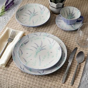 [Hot Item] Elegant Lavender Embossed Porcelain Dinner Plates Ceramic Dinnerware Set for Stylish Dining