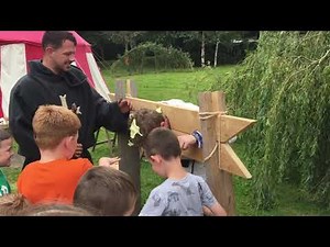 Pillory fun with a willing volunteer