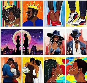 Ctosree 12 Pcs Valentine Gift Pre Drawn Canvas 8 x 10 Inch Painting Pre Drawn Stretched Outline Canvas Painting Boards Paint Party Favor for Adults(Couple)