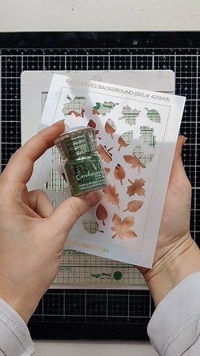 When embossing with your stencil, we recommend going directly to paper with your watermark ink pad (or any ink made for heat embossing). We love how Galina adds the shadows to each leaf with a marker - you can do the same by slightly offsetting the stencil to ink blend over the heat embossed images! . . . #WaffleFlowerCrafts #cardmaking #cardmakingideas #handmadecards #heatembossing #cardmakingideas #FallLeavesBackgroundWF | Waffle Flower Crafts