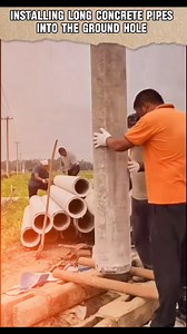 Installing a long concrete pipe into the ground hole. #construction #pipeconcrete #ideas #tools #trending | M-Tube TV