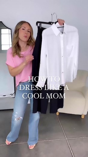 Follow for more! All items are from my clothing shop. Outfit: Colt Button Down, Easton Pant, June Sandals, Daphne Cardigan, Arlo Bag, Willow Necklace, Stella Hoops. Shop now at Holleygirl.com #styling #fitcheck #stylingideas #outfitideas #outfitinspo #ootd #effortlesschic #effortlessstyle #minimalstyle #neutralfashion #momfit #trouser | Holley Girl