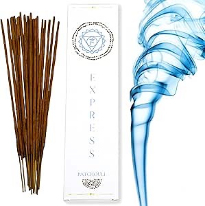 Golden Chakra Incense Sticks - Throat Chakra | All Natural | Organic | Hand Rolled in India | for Relaxation, Meditation, Yoga, Healing Plus Bonus Chakra Cleansing Meditation
