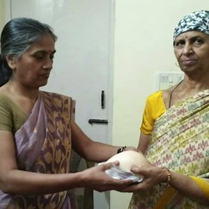 A Birmingham woman has set up a project to help women in India who've had breast cancer. Angela Bhandari collects silicone breast prostheses, which are provided by the NHS after surgery for breast cancer patients and before reconstruction surgery. | BBC Birmingham