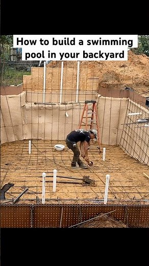 How to build a swimming pool: Installing rebar/ construction timelapse #construction