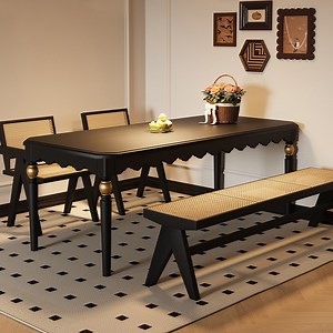 [Hot Item] French Solid Wood Dining Table and Chair Rectangular Dining Table