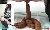 Beautiful Asian release huge amount of filthy poop