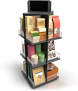 Black Wooden Tiered Display Stand - Rotating Display Stand - Farmers Market Display Shelf - Vendor Booth Display Items - Market Display - Display Racks for Craft Shows