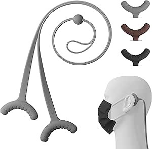 BONE Lanyard Mask Tie (3 Packs), Face Mask Holder, Adjustable & Skin-Friendly Silicone Extender Strap, Ear Savers for Kids & Adults (Black - Brown - Gray)