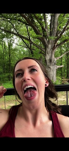 Giantess vore - long tongue and big, wide mouth giantess eats tiny man - Giantess Ashton