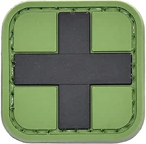 Medic First Aid Emergency Medical EMT Paramedic Patch PVC Rubber Removable Hook & Loop Tactical Gear Backpack Military Vest Hat Patches for Morale (Green/Black Cross)