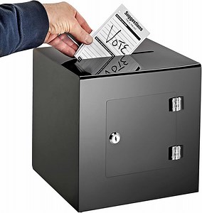 [Hot Item] Black Plastic Money Donation Box Acrylic Fund Box with Lock and Key