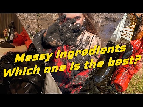 Oil, Mud & Syrup Which Trash Her Shiny Puffer Jacket & Leather Pants Most? | Mud Girl | Messy Girl