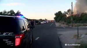 11K views · 111 reactions | A brush fire burning in Desert Hot Springs, California, quickly grew to 40 acres on November 14. More than 80 firefighters were on the scene near the intersection of Palm Drive and 20th Avenue. | AccuWeather | Facebook