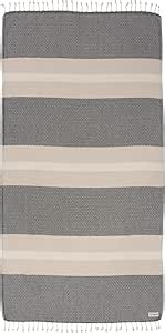 Sand Cloud Turkish Beach Towel - Sand Free - Fast Drying -100% Certified Organic Turkish Cotton Yarn - Great for Beach Bath or as a Blanket - As Seen on Shark Tank - Dioche (Black)