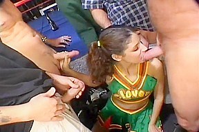 Peppy Cheerleader Takes Four For The Tea