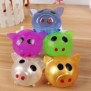 Silly Squeeze Toys Kawaii Pig Jelly Pig Stress Relief Smash-It Soft Rubber Water Ball Splat and Sticky Balls Toy Gift for Children Adult Random Color (5pc)