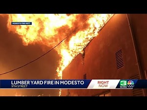 Multiple buildings destroyed in fire at Modesto lumber yard