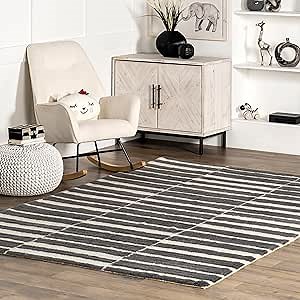 nuLOOM Arvin Olano Vlad Machine Washable Wool Area Rug, 6x9, Grey