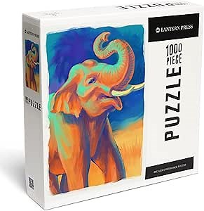 Lantern Press Asian Elephant, Vivid 1000 Piece Jigsaw Puzzle for Adults, Made in USA with Reference Poster