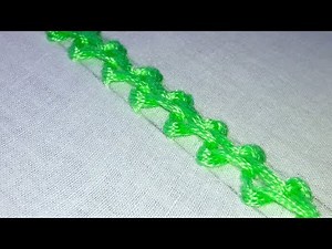 Hand Embroidery : Spanish Knotted Feather Stitch | border design # 92.