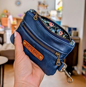 Handmade Leather Coin Purse: Floral Lined Keychain Wallet - Etsy UK