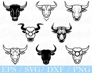 Taurus Zodiac Bull Head SVG: Silhouette Vector Art (digital Download) - Etsy