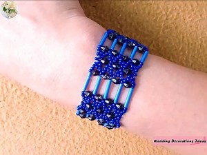 9.9K views · 608 reactions | How to Make Blue Bugle Beaded Bridal Bracelet | Wedding Decoration Ideas | Facebook