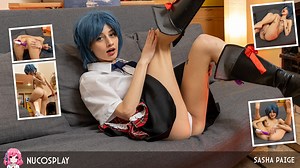 Blue Haired Girly Sasha Paige Loves Fucking Her Tight Little Pussy - NuCosplay