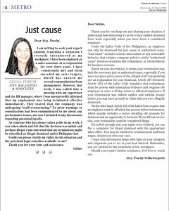 On the other hand, Article 282 of the Labor Code requires that an employee must be afforded due process before termination, which usually includes a notice detailing the grounds for dismissal and an opportunity to be heard. Click the link in the comments for the full story. #DailyTribune #Opinion | Daily Tribune