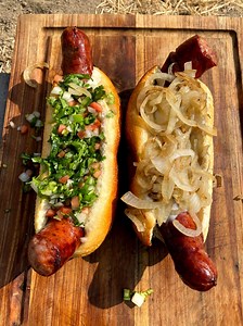 Loaded beef kielbasa hotdogs | Miguels cookingwithfire