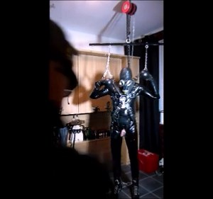 Heavy Rubber Gimp Latex Bondage Breath Control and Estim