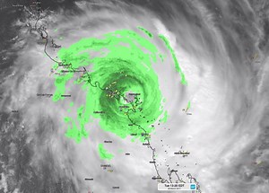 Touchdown! Severe Tropical Cyclone Debbie is making landfall as a category 4 system between Bowen and Airlie Beach. | Weatherzone