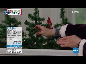 IdeaWorks Set of 5 Lighted Solar Pathway Christmas Trees