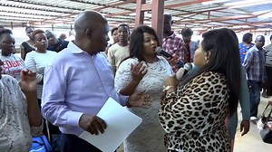 Moving among the congregants, ministering Deliverance and Prophecy, Prophetess Thendo Semono sternly warns this woman not to go to the doctor as this would lead to the removal of her appendix and womb. She goes on to tell this woman how the excruciating pain at the side of her abdomen is not a medical condition but an attack, which does not need a doctor but prayer. | Charis Missionary Church