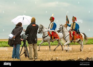 schoengrabern, austria, 10 july 2005, video recording of a historic show of the napoleon battle of hollabrunn Stock Photo - Alamy