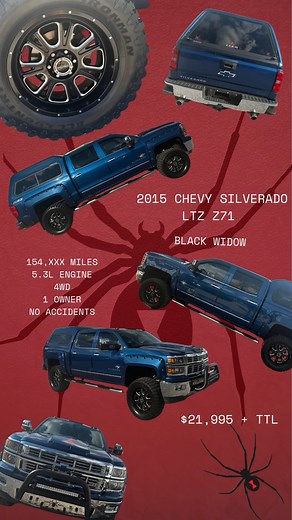 Check out this CLEAN title, 1 owner, NO accidents, 4WD, 2015 Chevy Silverado 1500 LTZ Z71 BLACK WIDOW! 🕷️154,XXX miles 🕷️1 owner 🕷️NO accidents 🕷️5.3L engine 🕷️4WD Take a closer look at this vehicle on our website www.roywaynesauto.com. | Roy Wayne's Auto Group, LLC
