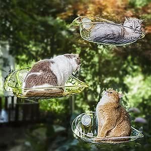 farska Cat window perch，Transparent Cat Hammock Bed, Window Suction Cup Hanging Cat Sleeping Bed, Cat Wall Rack Cat Sunbathing Platform Cat Beds for Indoor