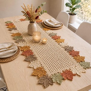 Crochet Maple Leaf Table Runner Pattern, Autumn Fall Table Decor, Thanksgiving Table Runner, Rustic Crochet Home Decor, PDF Pattern - Etsy