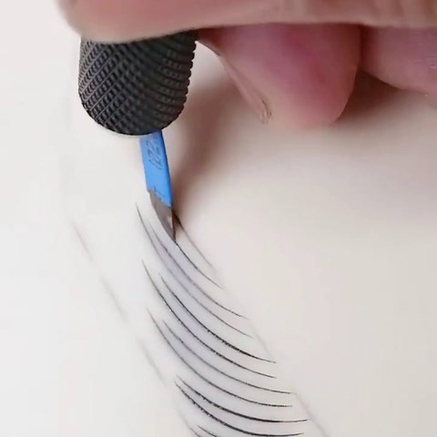 Pinkiou 50 Pcs Microblading Blade Micropigmentation Brow Lamination Makeup Manual Eyebrow Henna Disposable Sloped Needle Pin Bevel Shading (12Pin)