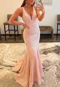 Watch Sequin Mermaid Prom Dresses Long Deep V Neck Evening Gowns on Amazon Live