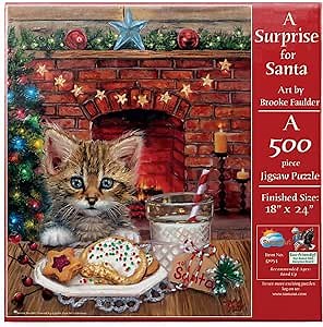 SUNSOUT INC - A Surprise for Santa - 500 pc Jigsaw Puzzle by Artist: Brooke Faulder - Finished Size 18" x 24" Christmas - MPN# 37054