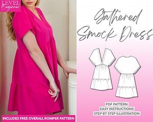 Smock Dress Sewing Pattern: Gathered Tunic, XS-XXXL (PDF Pattern) - Etsy