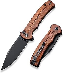 CIVIVI Pocket Folding Knife for EDC- Button Lock Knife with 3.47’’ 14C28N Blade Cuibourtia Wood Handle, Everyday Carry Cogent Knife for Men Women Indoor Outdoor Gift C20038D-8